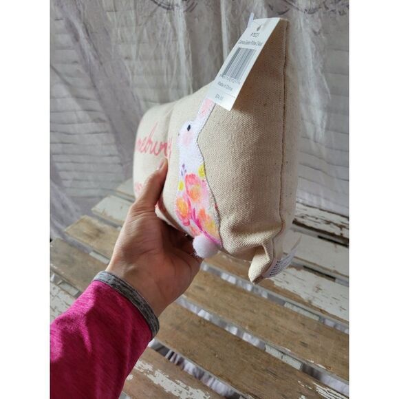 3d Easter shabby chic bunny pillow decor rabbit pink mini new - Picture 4 of 5